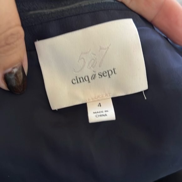 Cinq A Sept Calvina Navy Blue Strapless Ruffle Hem Dress Size 4 - Picture 8 of 9